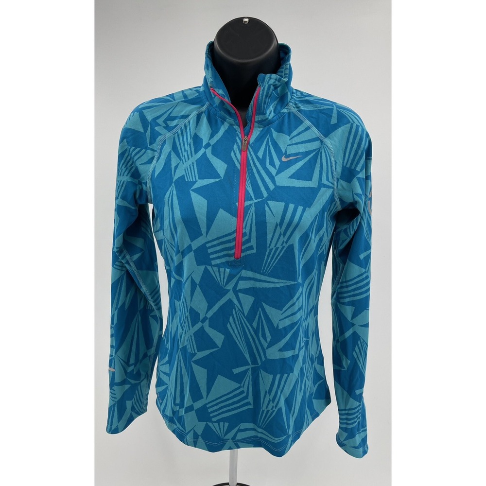 Nike Element Running 1/4 Zip Women's Small S Blue Long Sleeve Active 424838-424